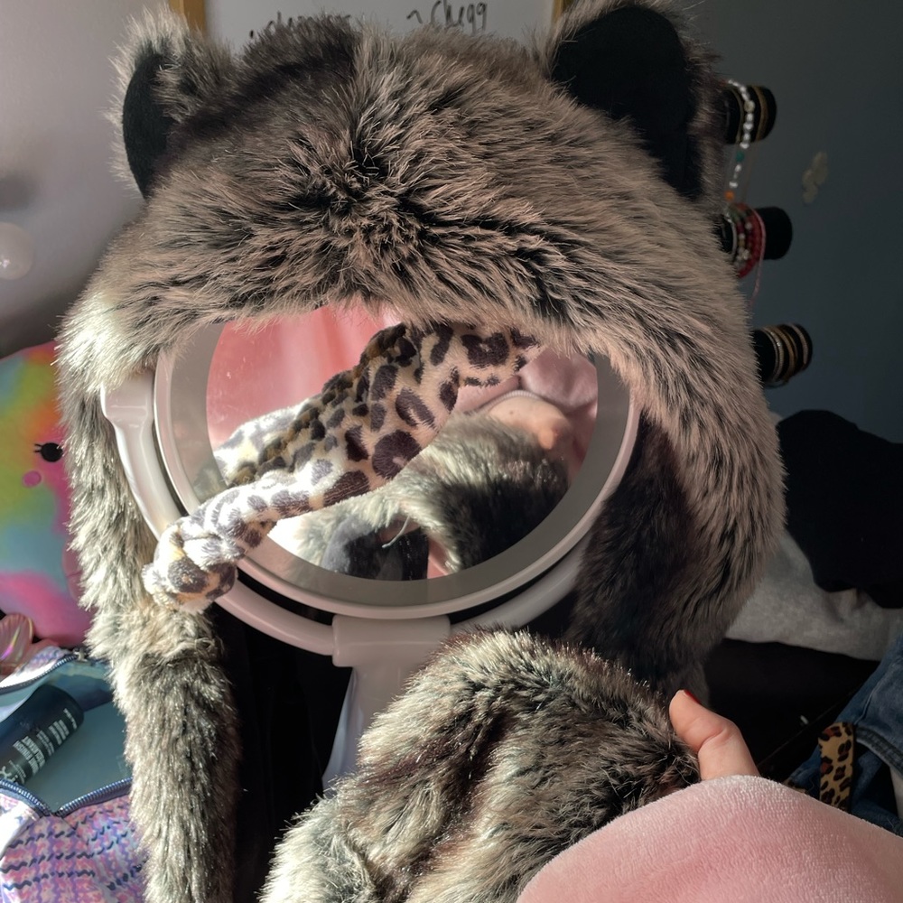 fuzzy wolf hat